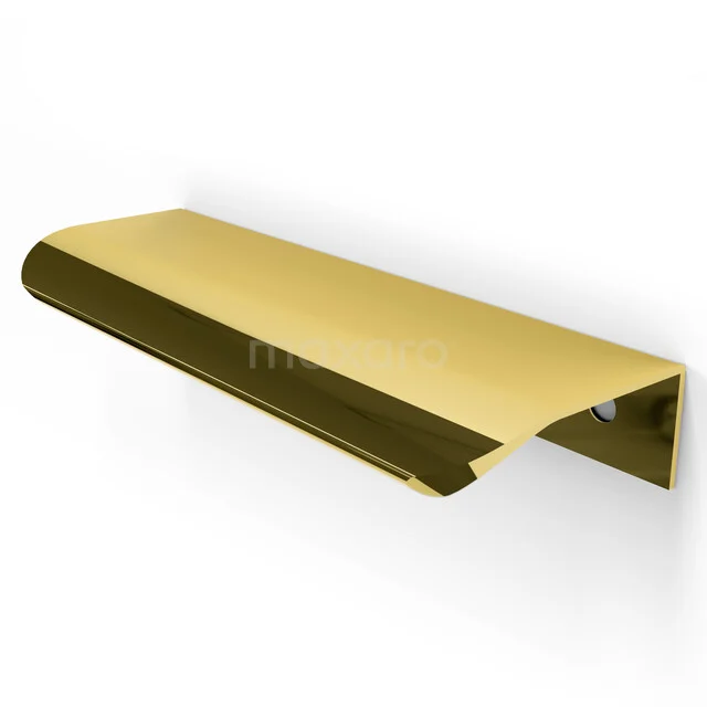 Mano 85 handgreep | Glanzend lichtgoud | 120mm H85-0120-GLG Goudkleurige, metalen badkamerplank met een minimalistisch design en afgeronde randen, ideaal voor elegante opbergmogelijkheden.