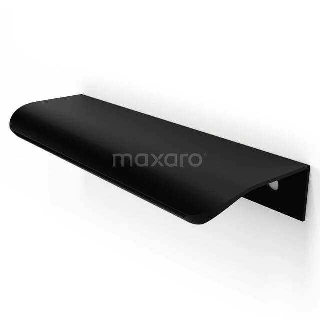 Mano 85 handle, semi-handleless, 120mm, Matte black H85-0120-MB Matte zwarte handdoekhouder met rond aflopend design, ideaal als stijlvolle en functionele badkameraccessoire.