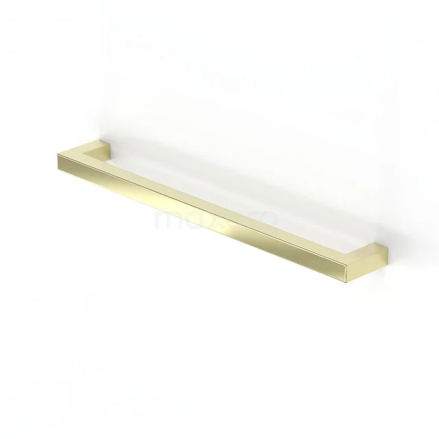 Mano 04 handgreep, 256mm, licht goud, glanzend H04-0256-17 Gouden badkamershelf van metaal, strak en minimalistisch design, ideaal voor handdoeken of accessoires.