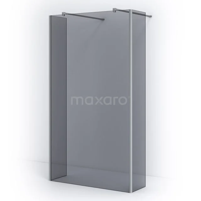 Glass shower screen with matte black profiles, modern design, ideal for a stylish and spacious bathroom.