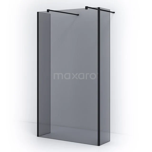 Duschwand aus schwarz mattglas, minimalistisches Design, perfekt als stilvolle Badezimmerupgrade, einschließlich schwarzem Befestigungsset.