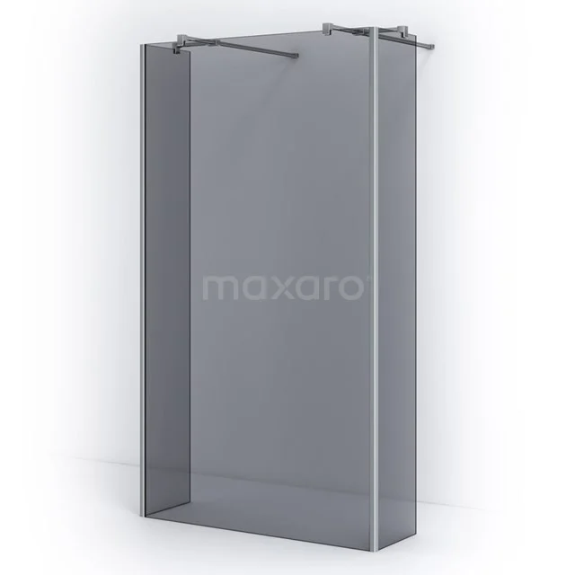 Glass shower screen with grey tint and minimalist design, ideal for modern bathroom design.
