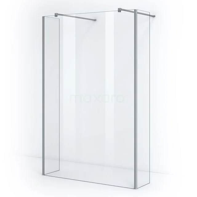 Glas inloopdouche mit Klarglas, minimalistisches Design, silberfarbene Profile; ideal für ein modernes Badezimmer.