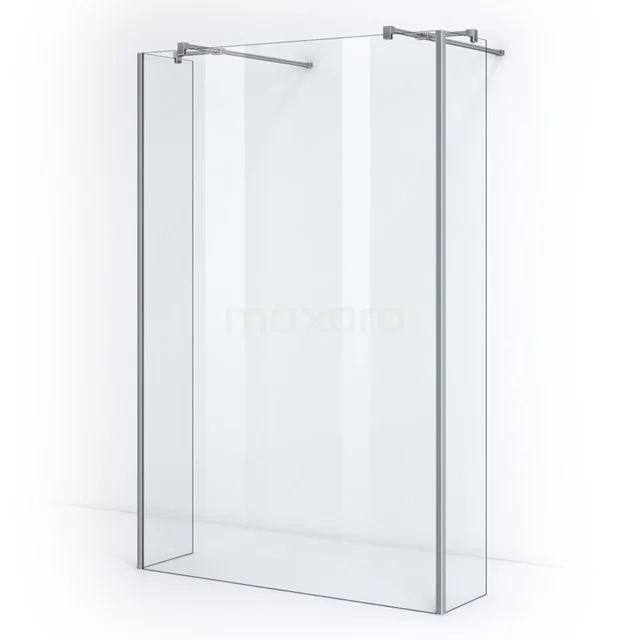 Pearl begehbare Dusche | 140 cm Freistehende Wand mit Seitenwänden IPG14400C Duschwand aus Klarglas mit silbernen Profilen, platzsparendes und elegantes Design, ideal für moderne Bäder.