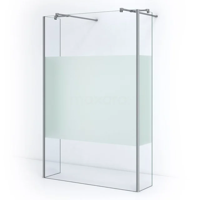 Glass shower screen with matte white centre, modern design, ideal for a stylish bathroom.