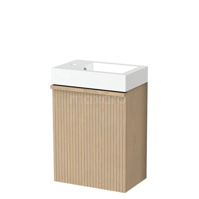 Toilet furniture with basins TMW10-00874 Houten badkamermeubel met een wit wastafelblad, strak en compact ontwerp, ideaal voor kleine badkamers.