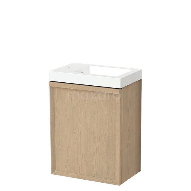 Toilet furniture with basins TMW10-00853 Compacte eikenhouten badkamermeubel met witte keramische wastafel, ideaal voor stijlvolle en praktische badkameroplossingen.