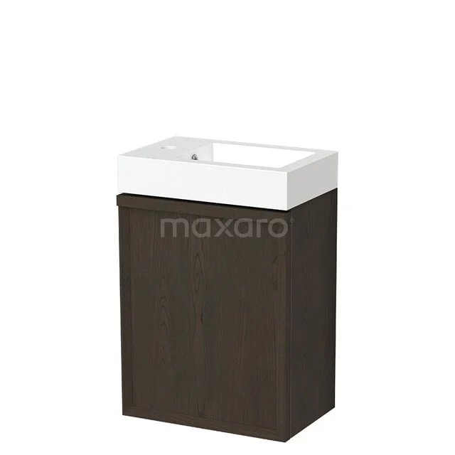 Modulo Plus Pico WC-Möbel mit Waschbecken | 40 cm Espresso Eiche Facettenfront Mineralguss TMW10-00973 Kompakte Badmöbelset mit weißem Waschbecken und dunkelbraunem Schrank, modernes Design, ideal für kleine Bäder.
