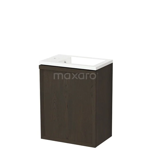 Modulo Plus Pico WC-Möbel mit Waschbecken | 40 cm Espresso Eiche Facettenfront Mineralguss TMW10-00986 Dunkelholz Badmöbel mit integrierter weißer Waschbecken, kompakte Form, ideal für kleine Bäder.