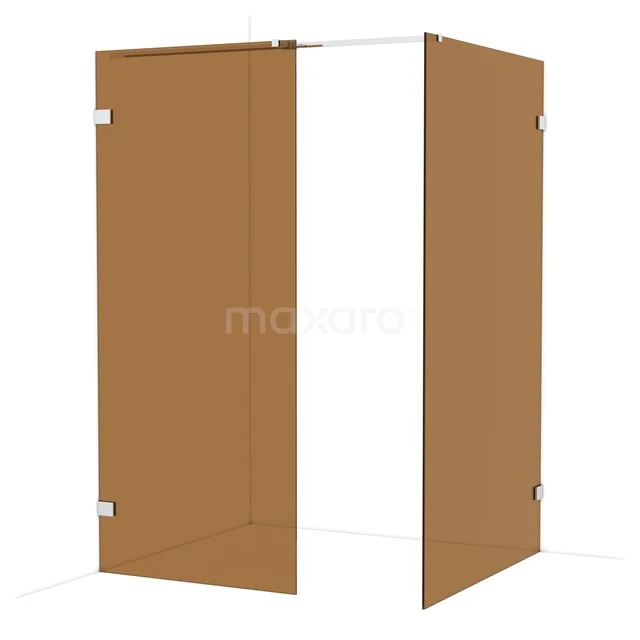 Diamond Walk-in shower | 120x90 cm Chrome Bronze glass 2 fixed walls IDB0912329C Shower wall with bronze glass, foldable design, suitable for modern bathrooms, stylish and space-saving.