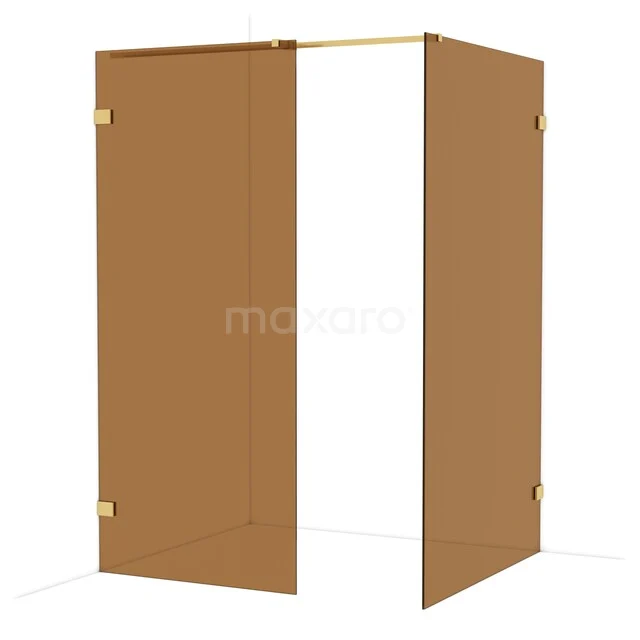 Diamond Walk-in shower | 120x90 cm Gold Bronze glass 2 fixed walls IDB0912329GG Glass shower cabin with gold accents, minimalist design, perfect for a luxury bathroom.