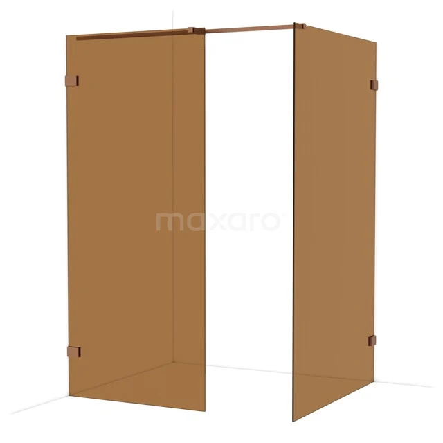 Diamond Walk-in shower | 120x90 cm Copper Bronze glass 2 fixed walls IDB0912329KP Brown glass shower wall with hinged doors, modern design, ideal for a stylish bathroom.