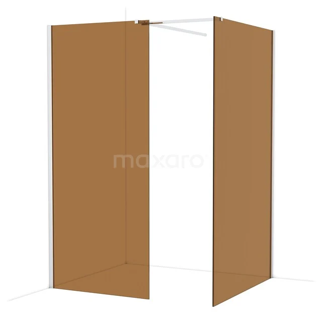 Diamond Walk-in shower | 120x90 cm Chrome Bronze glass 2 fixed walls IDB0912519C Room amber-coloured shower wall made of tempered glass with matte gold details, ideal for a stylish bathroom decor.