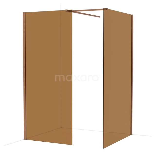 Brown, glass shower wall with a minimalist design and matte frame, ideal for a modern bathroom decor.