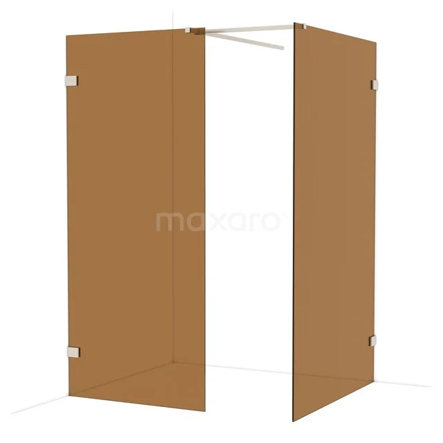 Diamond Walk-in shower | 120x90 cm Stainless steel Bronsglas 2 fixed walls IDB0912529BR Bruine glazen douchewand, hoekopstelling met metalen scharnieren; ideaal als stijlvolle oplossing voor elke moderne badkamer.