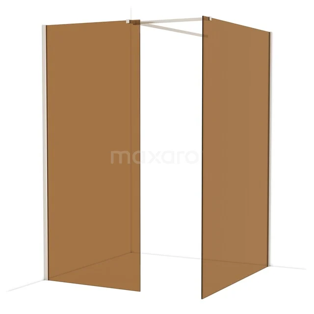 Diamond Walk-in shower | 140x90 cm Stainless steel Bronze glass 2 fixed walls IDB0914519BR Brown shower screen made of tempered glass, minimalist design, ideal for a modern bathroom.