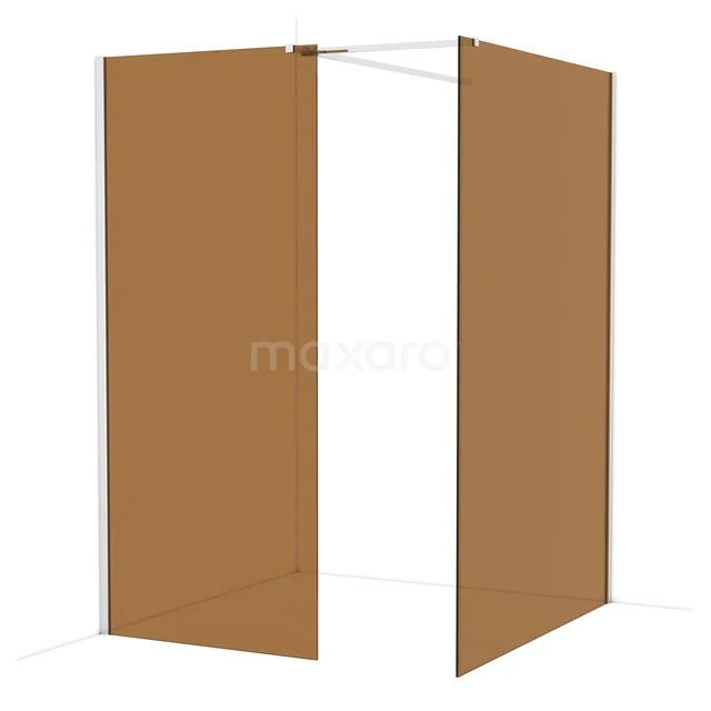 Bronze shower wall set, corner configuration, modern design, made of tempered glass, ideal for stylish bathroom decor.