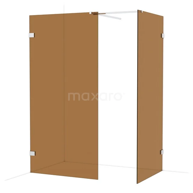 Diamond Walk-in shower | 100x90 cm Chrome Bronze glass 2 fixed walls IDB1009529C Bronze-coloured glass shower screen, minimalist design, foldable with metal hinges, perfect for modern bathrooms.