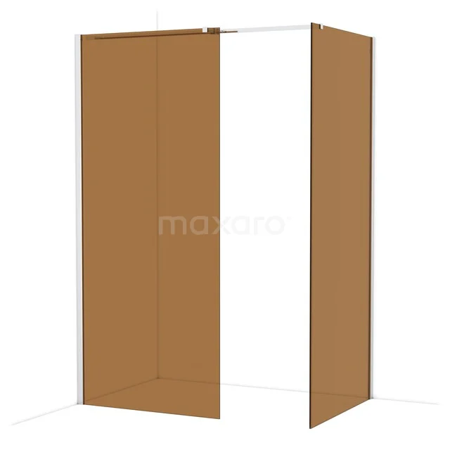 Diamond Walk-in shower | 90x90 cm Chrome Bronze glass 2 fixed walls IDB0909319C Brown glass shower wall with corner setup, ideal for a modern bathroom, made of high-quality tempered glass.