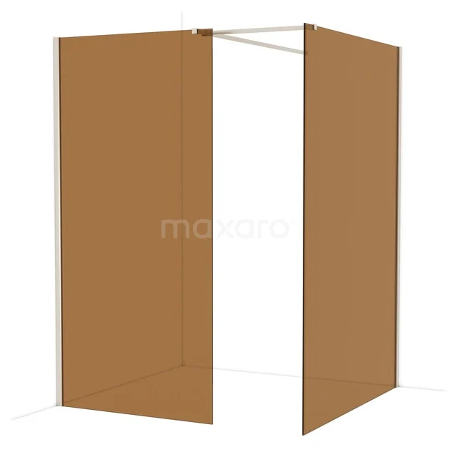 Diamond Walk-in shower | 140x100 cm Stainless steel Bronze glass 2 fixed walls IDB1014519BR Brown shower wall set, minimalist design, ideal for modern bathrooms. Made of sturdy powder-coated metal.