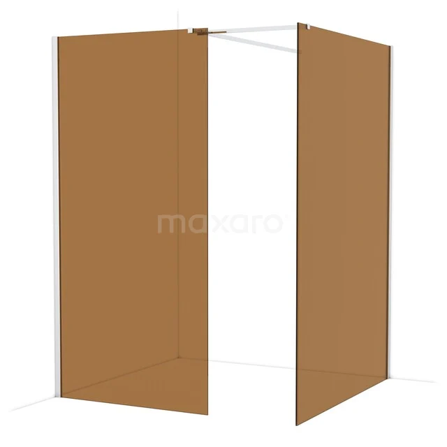 Diamond Walk-in shower | 140x100 cm Chrome Bronze glass 2 fixed walls IDB1014519C Brown glass shower wall, corner model, with minimalist design and matte surface, perfect for a modern bathroom.