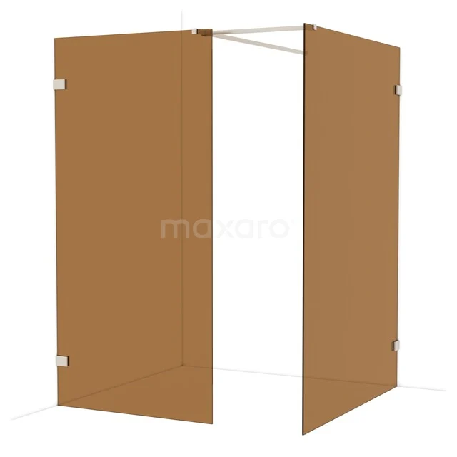 Diamond Walk-in shower | 140x100 cm Stainless steel Bronze glass 2 fixed walls IDB1014529BR Brown shower panel with corner arrangement, minimalist design, ideal for luxury bathrooms. Made from sturdy material.