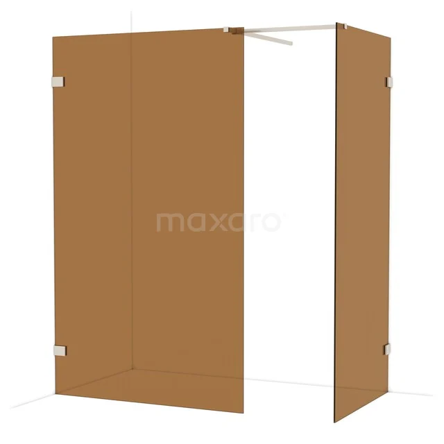 Diamond Walk-in shower | 120x90 cm Stainless steel Bronze glass 2 fixed walls IDB1209529BR Brown walk-in shower with frosted glass walls, stylish bathroom solution with a corner shape and modern design.