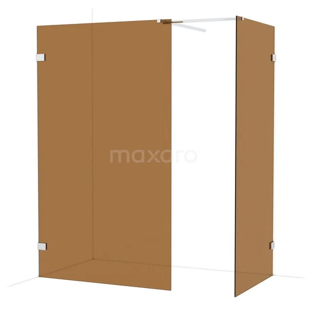 Diamond Walk-in shower | 120x90 cm Chrome Bronze glass 2 fixed walls IDB1209529C Brown glass shower wall with corner configuration, matte finish, ideal for a modern bathroom design.