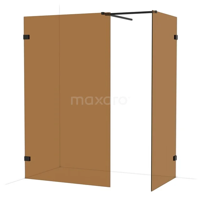 Diamond Walk-in shower | 120x90 cm Matte black Bronze glass 2 fixed walls IDB1209529MB Bronze glass shower wall with matte black fittings, ideal for a modern bathroom design.