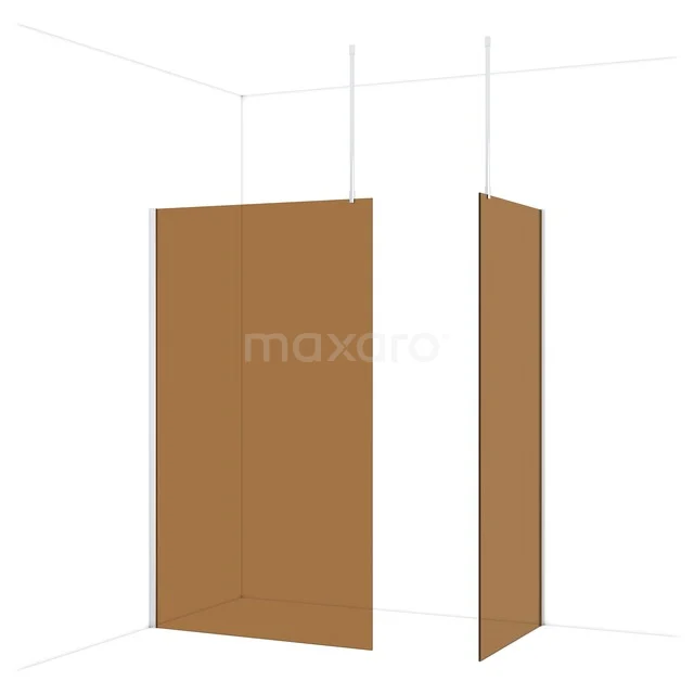Diamond Walk-in shower | 120x90 cm Chrome Bronze glass 2 fixed walls IDB1209919C Bronze-coloured glass shower wall, minimalist design, ideal for modern bathrooms.