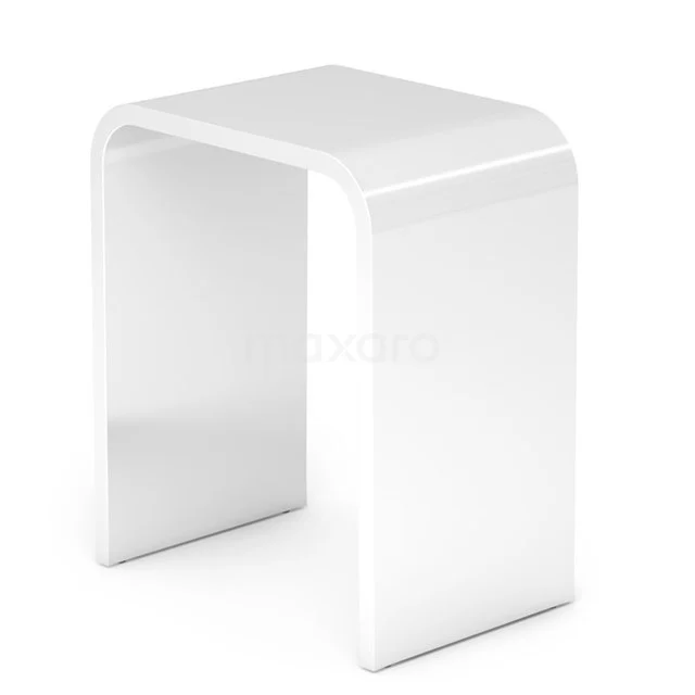 Weißes Badezimmerhocker mit modernem Design, aus hochwertigem Kunststoff gefertigt, ideal für den Einsatz in Dusche- oder Badräumen.