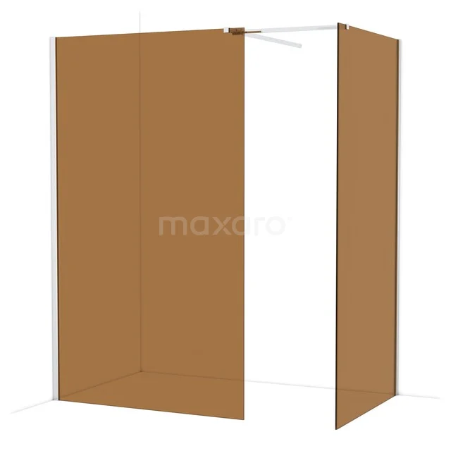 Diamond Walk-in shower | 120x100 cm Chrome Bronsglas 2 fixed walls IDB1210519C Matte bruine douchewand van glas, modern ontwerp, geschikt voor inloopdouche en badkamerupgrade.