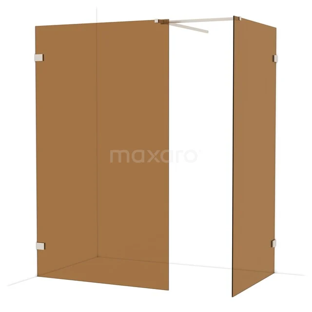 Diamond Walk-in shower | 120x100 cm Stainless steel Bronze glass 2 fixed walls IDB1210529BR Shower cabin with corner entry, clear glass, brass hinges and matte gold finish, ideal for luxury bathrooms.