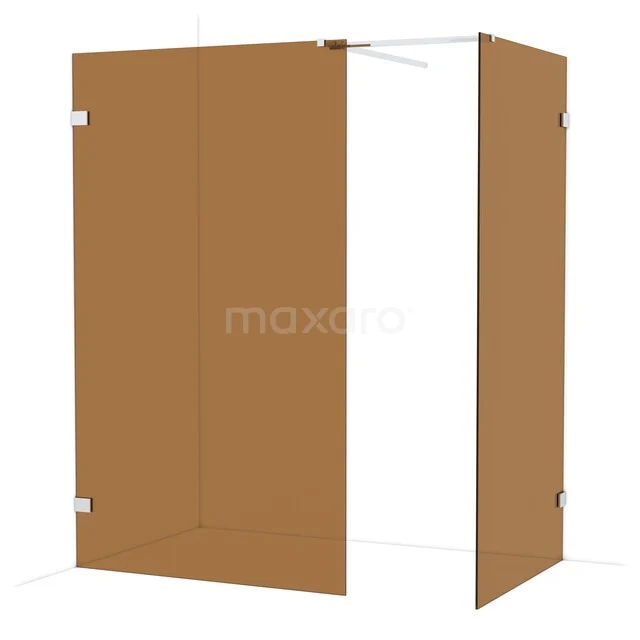 Diamond Walk-in shower | 120x100 cm Chrome Bronze glass 2 fixed walls IDB1210529C Brown shower screen made of tempered glass with a matte finish, modern design, ideal for a stylish bathroom decor.