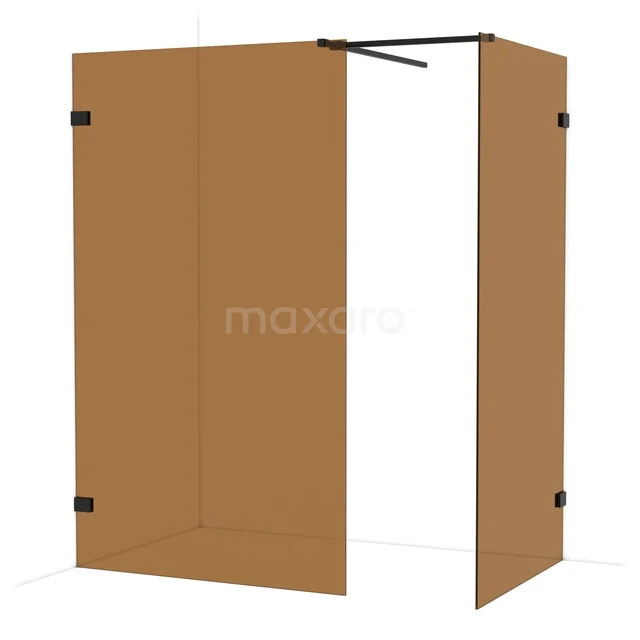 Diamond Walk-in shower | 120x100 cm Matte black Bronze glass 2 fixed walls IDB1210529MB Brown glass walk-in shower with matte black profiles, suitable for modern bathrooms.