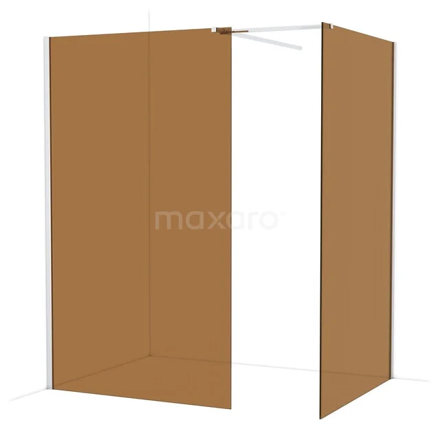Diamond Walk-in shower | 120x120 cm Chrome Bronze glass 2 fixed walls IDB1212519C Brown shower wall made of frosted glass, modern design, ideal for stylish bathroom decor.