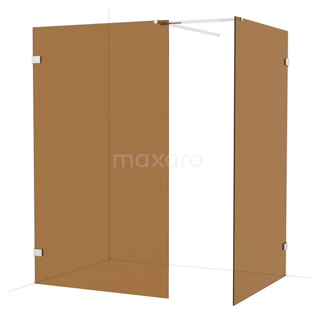 Diamond Walk-in shower | 120x120 cm Chrome Bronze glass 2 fixed walls IDB1212529C Brown shower screen made of tempered glass with corner installation, a perfect addition to a modern bathroom.