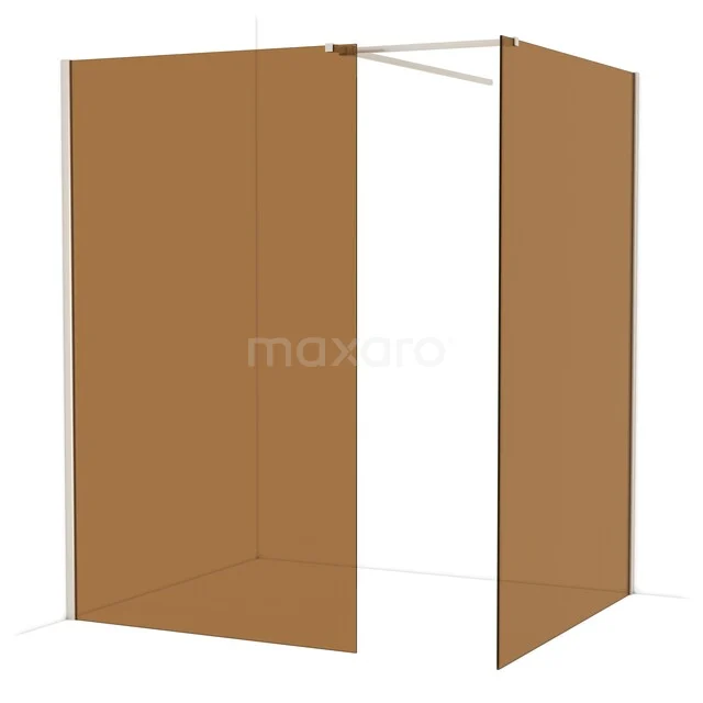 Diamond Walk-in shower | 140x120 cm Stainless steel Bronsglas 2 fixed walls IDB1214519BR Matte bronzen douchewand, minimalistisch design, ideaal voor een moderne badkamer met een warme en stijlvolle uitstraling.