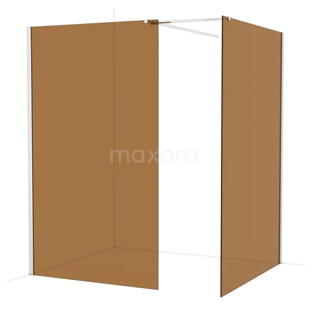 Diamond Walk-in shower | 140x120 cm Chrome Bronze glass 2 fixed walls IDB1214519C Bronze shower wall set, frosted glass, corner model, minimalist design, ideal for stylish bathroom decor.