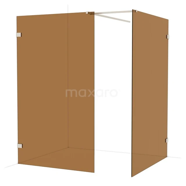 Diamond Walk-in shower | 140x120 cm Stainless steel Bronze glass 2 fixed walls IDB1214529BR Brown shower wall made of tempered glass with corner setup, ideal for a stylish and modern bathroom.