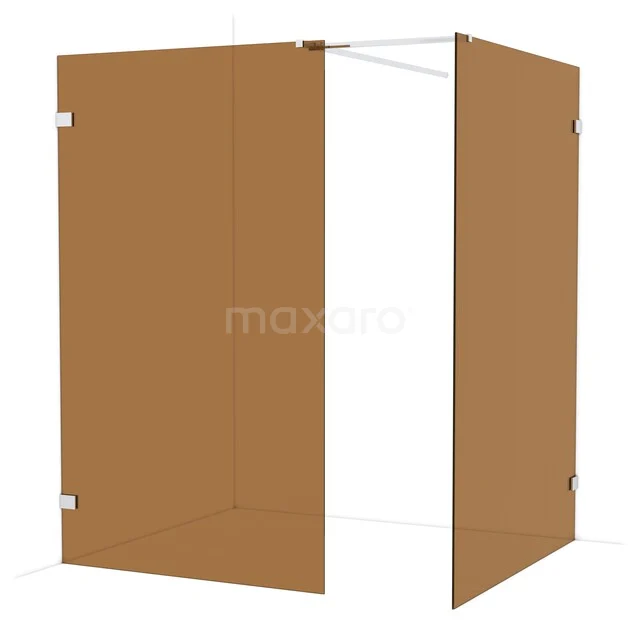 Diamond Walk-in shower | 140x120 cm Chrome Bronze glass 2 fixed walls IDB1214529C Brown glass shower wall with corner design, aluminium profiles and minimalist finish; perfect upgrade for any bathroom.
