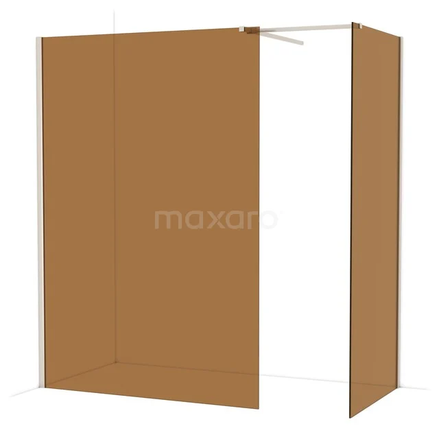 Diamond Walk-in shower | 140x90 cm Stainless steel Bronze glass 2 fixed walls IDB1409519BR Brown glass shower screen, modern series, with minimalist design, ideal as a stylish addition to the bathroom.