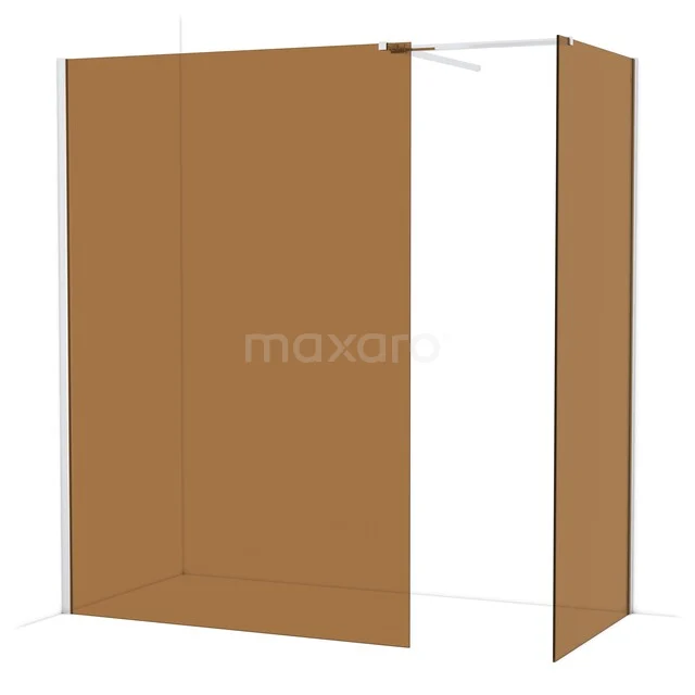 Diamond Walk-in shower | 140x90 cm Chrome Bronze glass 2 fixed walls IDB1409519C Shower wall in matte brown finish, modern design, ideal for a stylish bathroom.