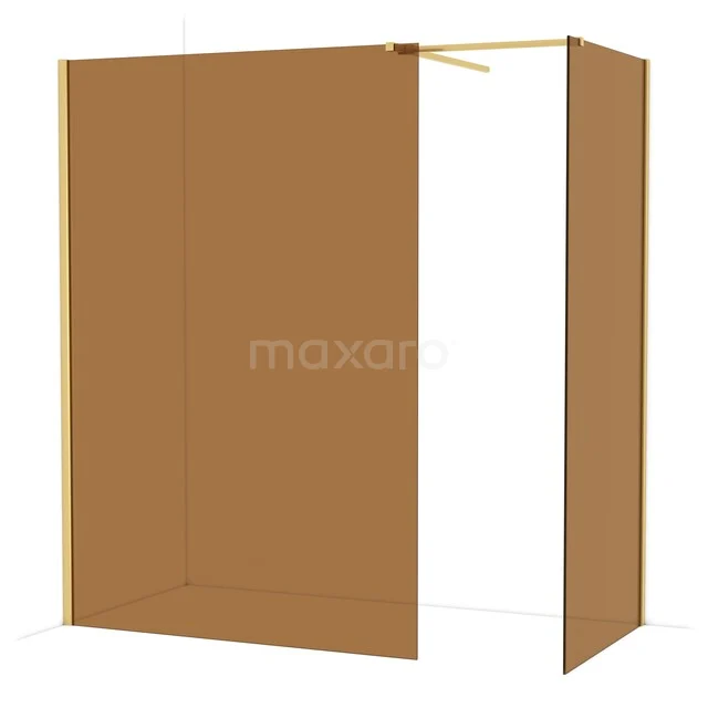 Diamond Walk-in shower | 140x90 cm Gold Bronze glass 2 fixed walls IDB1409519GG Brown walk-in shower screen made of glass, modern design, ideal as a stylish partition in the bathroom.