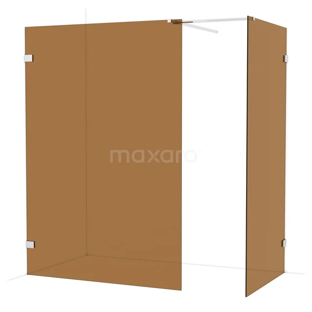 Diamond Walk-in shower | 140x100 cm Chrome Bronze glass 2 fixed walls IDB1410529C Bronze glass shower wall, corner model with metal hinges, ideal for a stylish and modern bathroom.