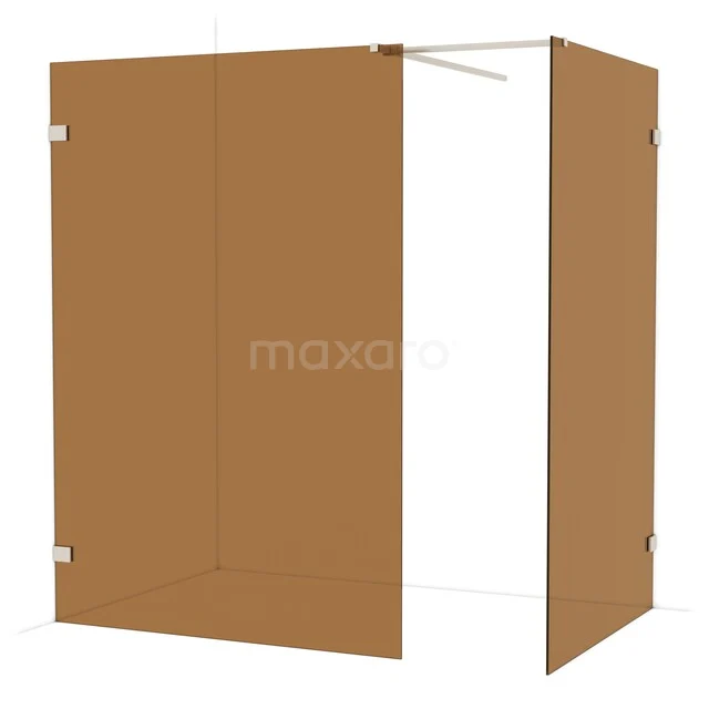 Brown walk-in shower with corner profile, glass screens and matte finish, a stylish addition to modern bathrooms.