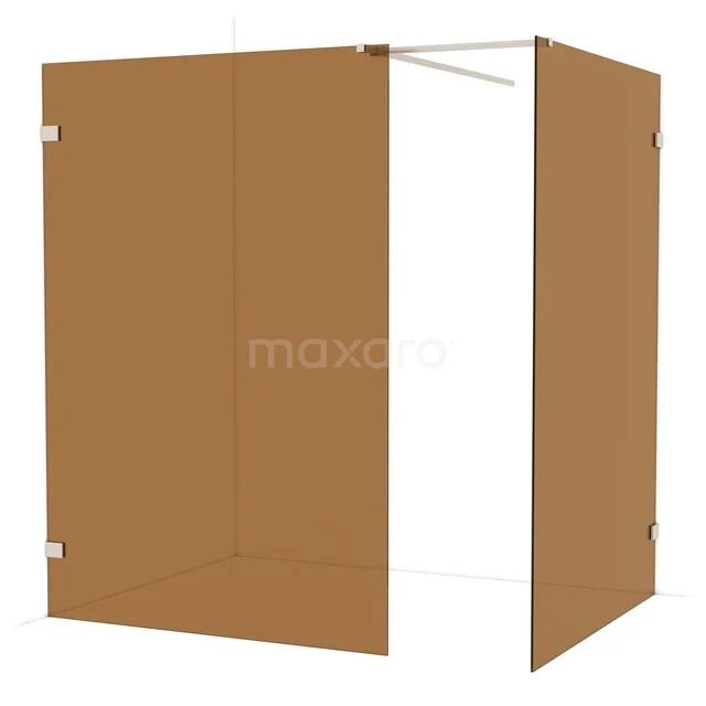 Diamond Walk-in shower | 140x140 cm Stainless steel Bronze glass 2 fixed walls IDB1414529BR Corner shower cabin made of brown glass, minimalist design, ideal for a stylish bathroom upgrade.