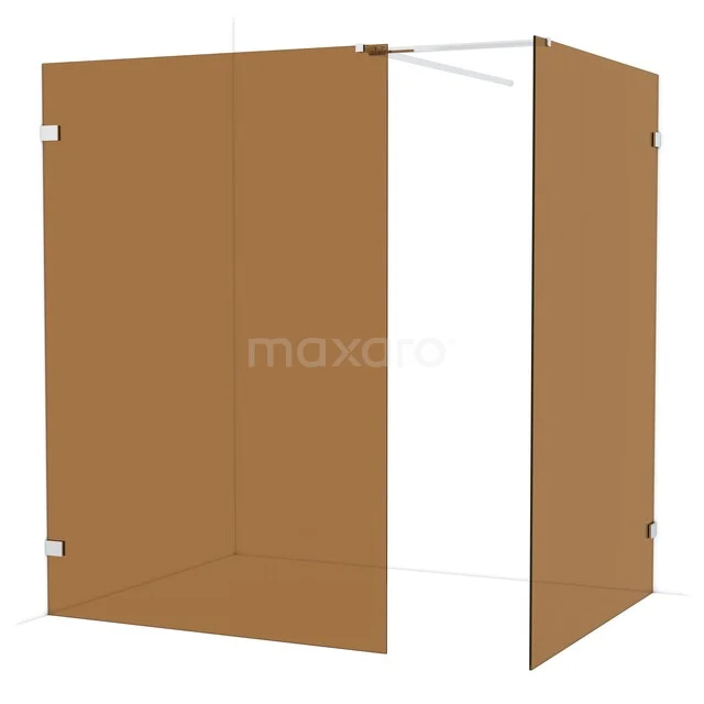 Diamond Walk-in shower | 140x140 cm Chrome Bronsglas 2 fixed walls IDB1414529C Bruine glazen douchewand, hoekmodel met scharnier, modern badkamerdesign.
