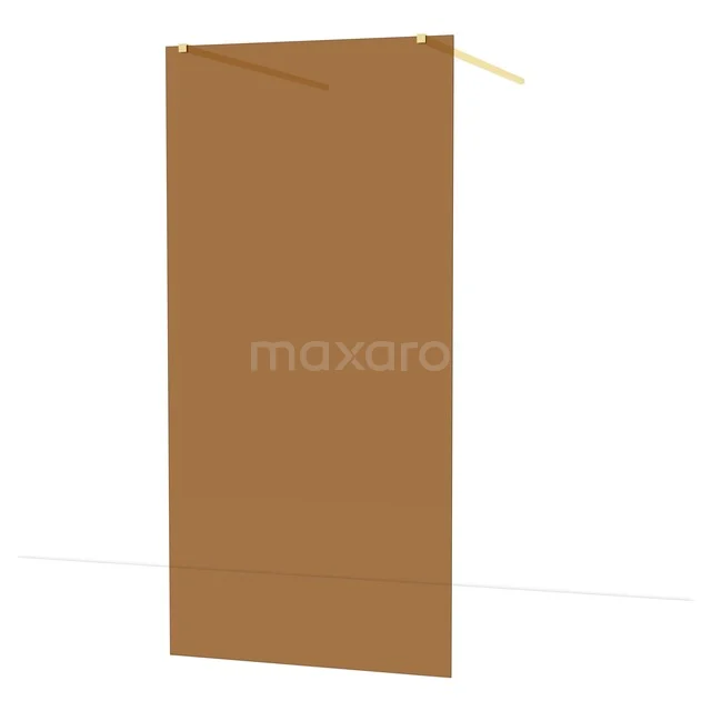 Diamond Walk-in shower | 100 cm Light gold Bronze glass Free-standing wall IDF1089LG Brown frosted glass shower screen with gold fittings, a stylish addition to any modern bathroom.