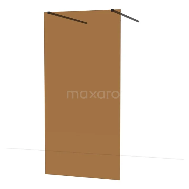 Diamond Walk-in shower | 100 cm Matte black Bronze glass Free-standing wall IDF1089MB Shower wall brushed copper, minimalist design with black supports, ideal for a modern bathroom style.